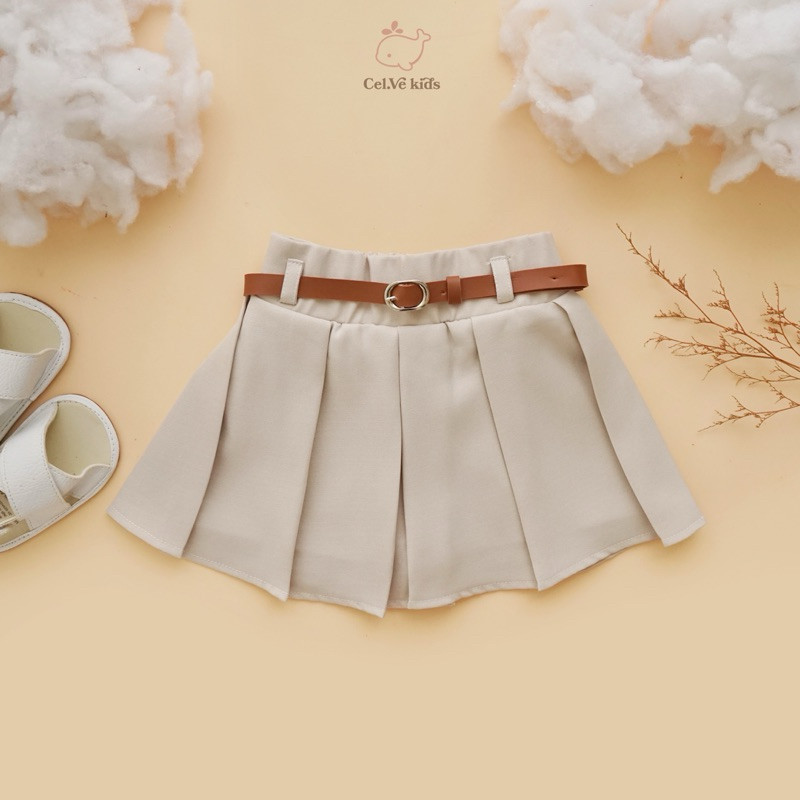 Celvekids - Skort Irish Rok Celana + Belt Anak Perempuan Korean Style Semiwool Usia 1-6th