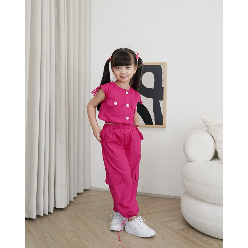 CELVEkids - Stelan Hanah Set Baju Rok Anak Perempuan Korean style Bahan Cotton Poplin usia 1-6th
