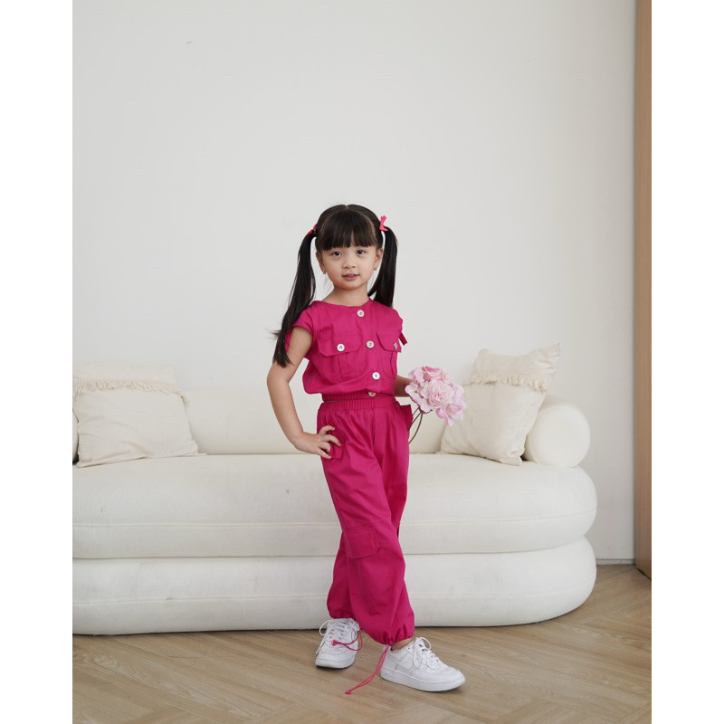 CELVEkids - Stelan Hanah Set Baju Rok Anak Perempuan Korean style Bahan Cotton Poplin usia 1-6th