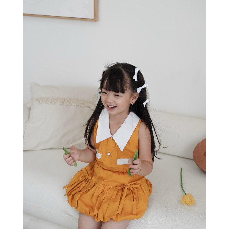 Celvekids - Stelan Sophia Set Baju Rok Anak Perempuan Korean Style Bahan Cotton Poplin Usia 1-6th