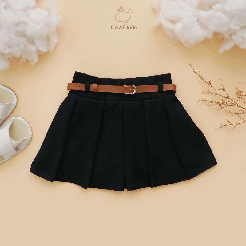 Celvekids - Skort Irish Rok Celana + Belt Anak Perempuan Korean Style Semiwool Usia 1-6th