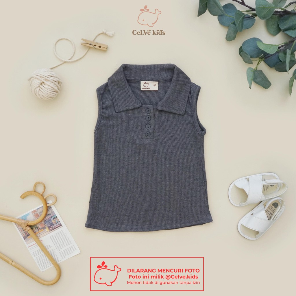 CELVEkids - Top Heidi atasan blouse kancing Anak Perempuan Korean style Bahan knit usia 1-8th