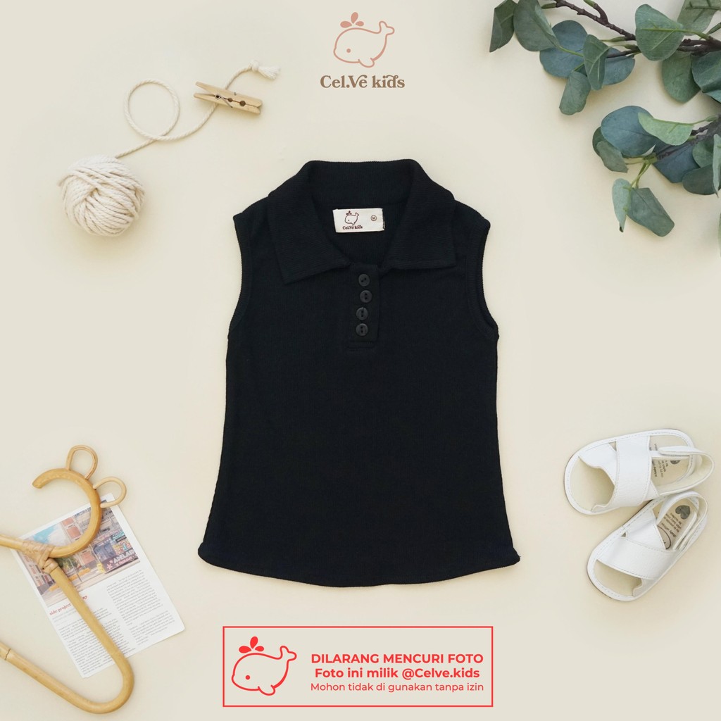 CELVEkids - Top Heidi atasan blouse kancing Anak Perempuan Korean style Bahan knit usia 1-8th