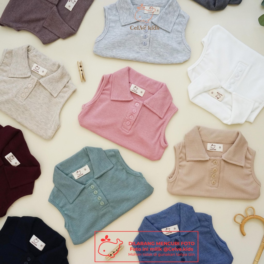 CELVEkids - Top Heidi atasan blouse kancing Anak Perempuan Korean style Bahan knit usia 1-8th