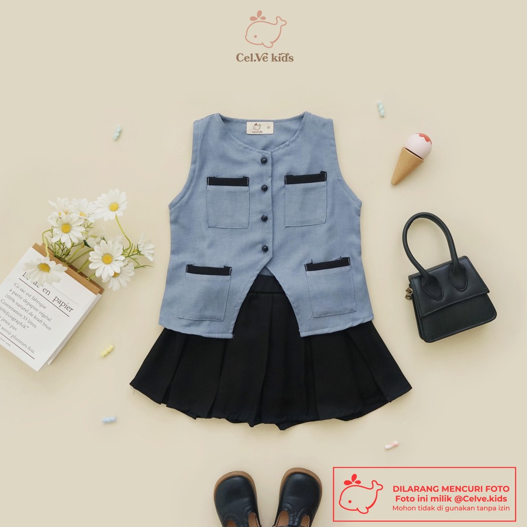 CELVEkids - Stelan Revina Set Baju rok celana Anak Perempuan Korean style semiwool usia 1-8th