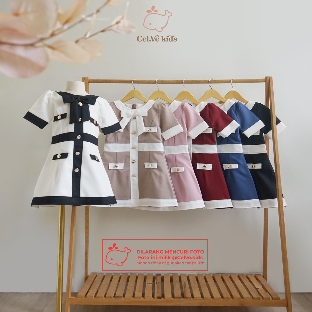 CELVEkids - Stelan Yurika Baju Dress Anak Perempuan Korean style semiwool usia 1-8th