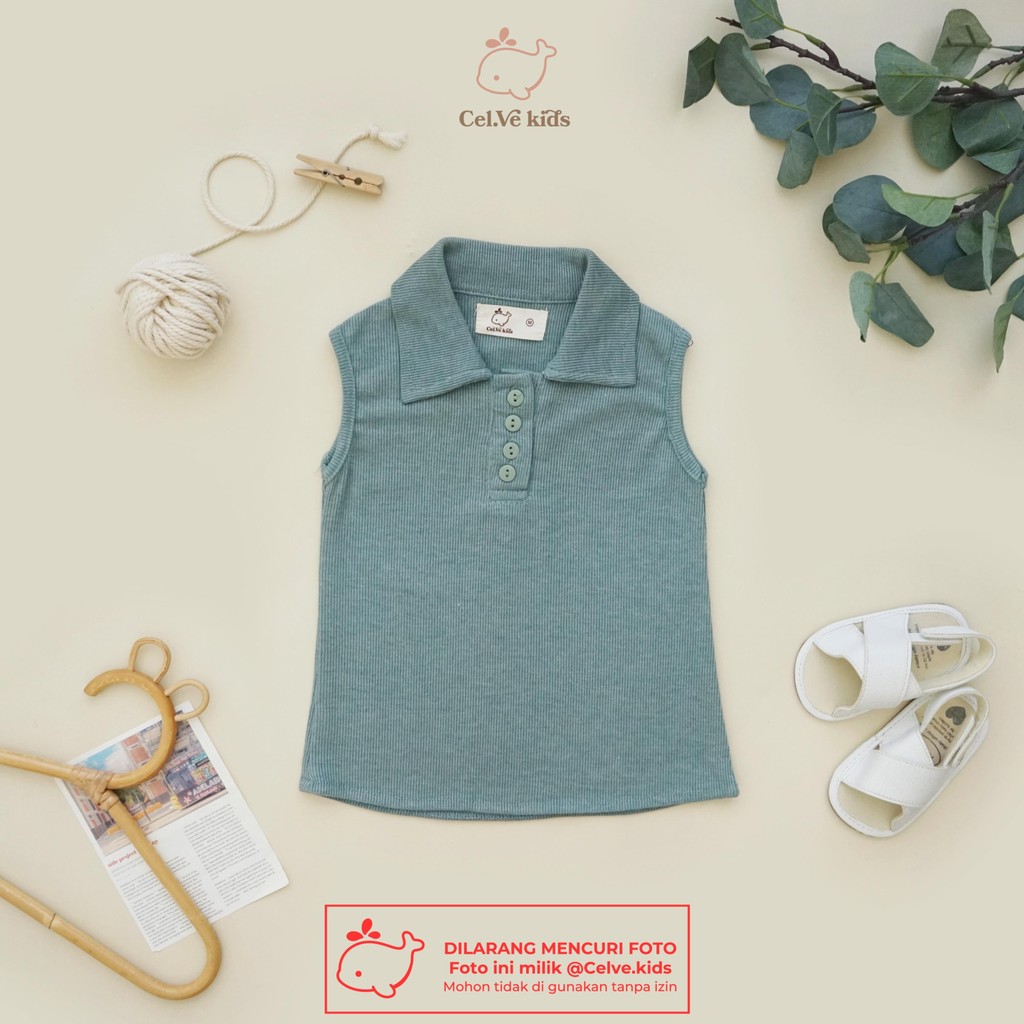 CELVEkids - Top Heidi atasan blouse kancing Anak Perempuan Korean style Bahan knit usia 1-8th