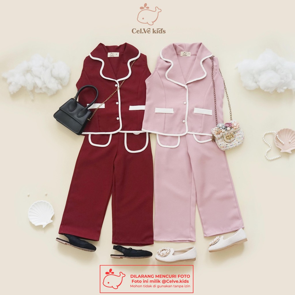 CELVEkids - Stelan Grace Set Baju rok celana Anak Perempuan Korean style semiwool usia 1-8th