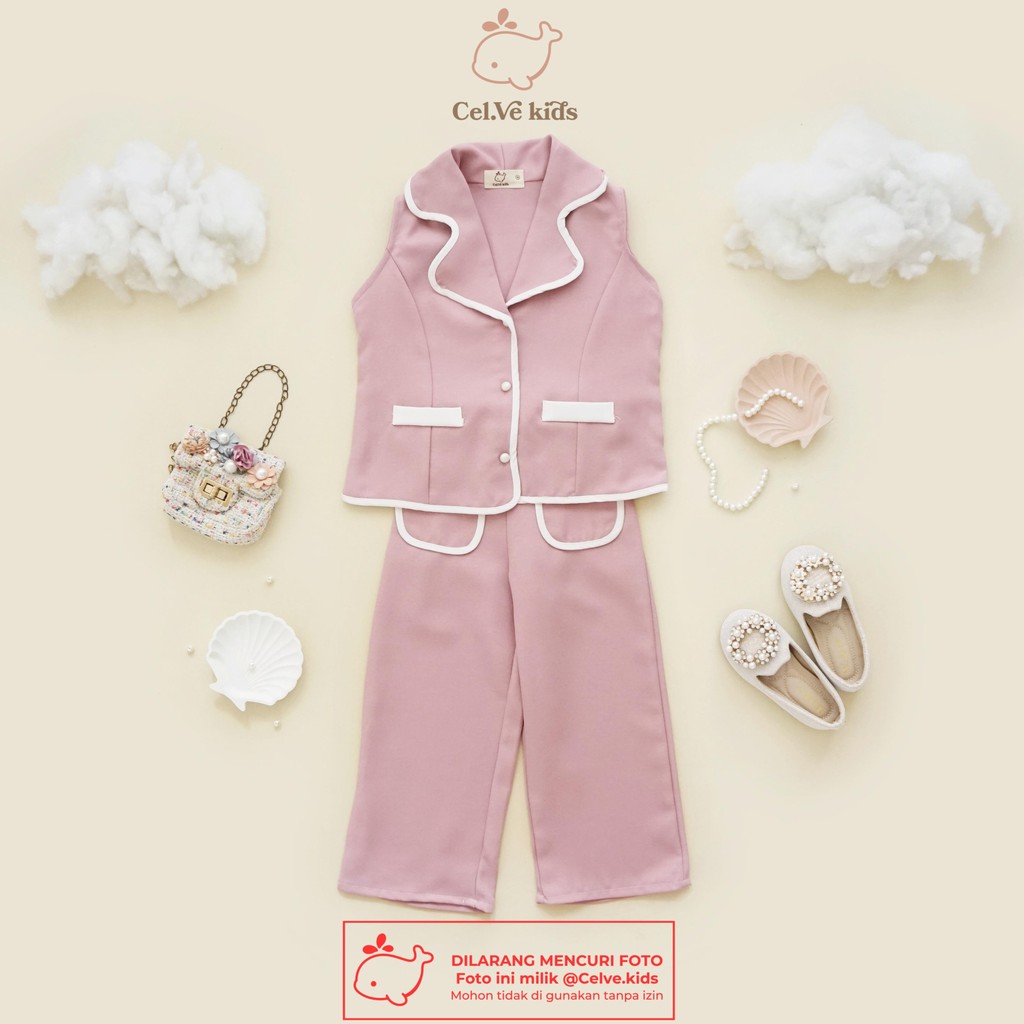 CELVEkids - Stelan Grace Set Baju rok celana Anak Perempuan Korean style semiwool usia 1-8th