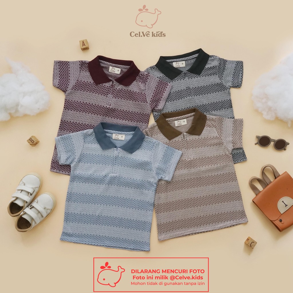 CELVEkids - Top Albert Atasan Kemeja Anak laki laki Korean style Bahan knit usia 1-8th