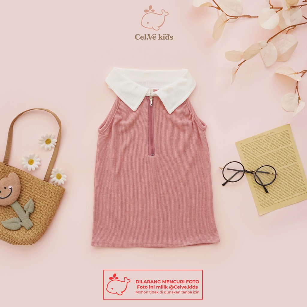 Celvekids - Top ZEEVA Atasan Anak Perempuan Korean Style Bahan Knit Zipper Usia 1-8th