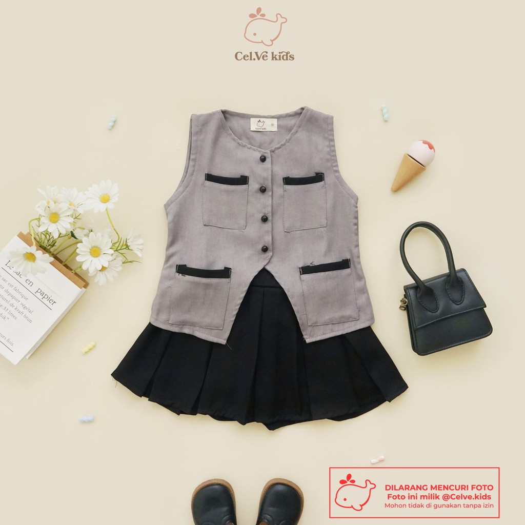 CELVEkids - Stelan Revina Set Baju rok celana Anak Perempuan Korean style semiwool usia 1-8th