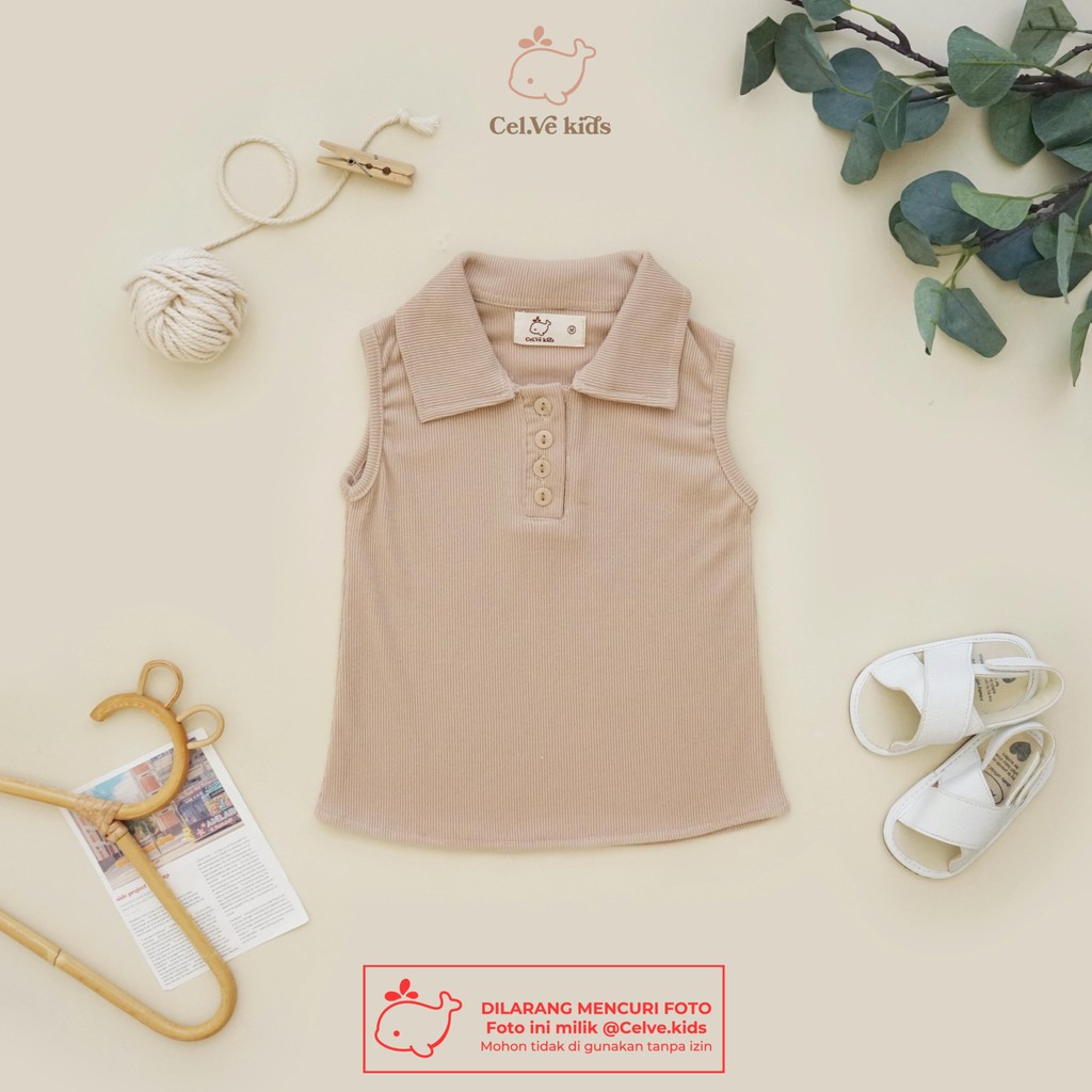 CELVEkids - Top Heidi atasan blouse kancing Anak Perempuan Korean style Bahan knit usia 1-8th