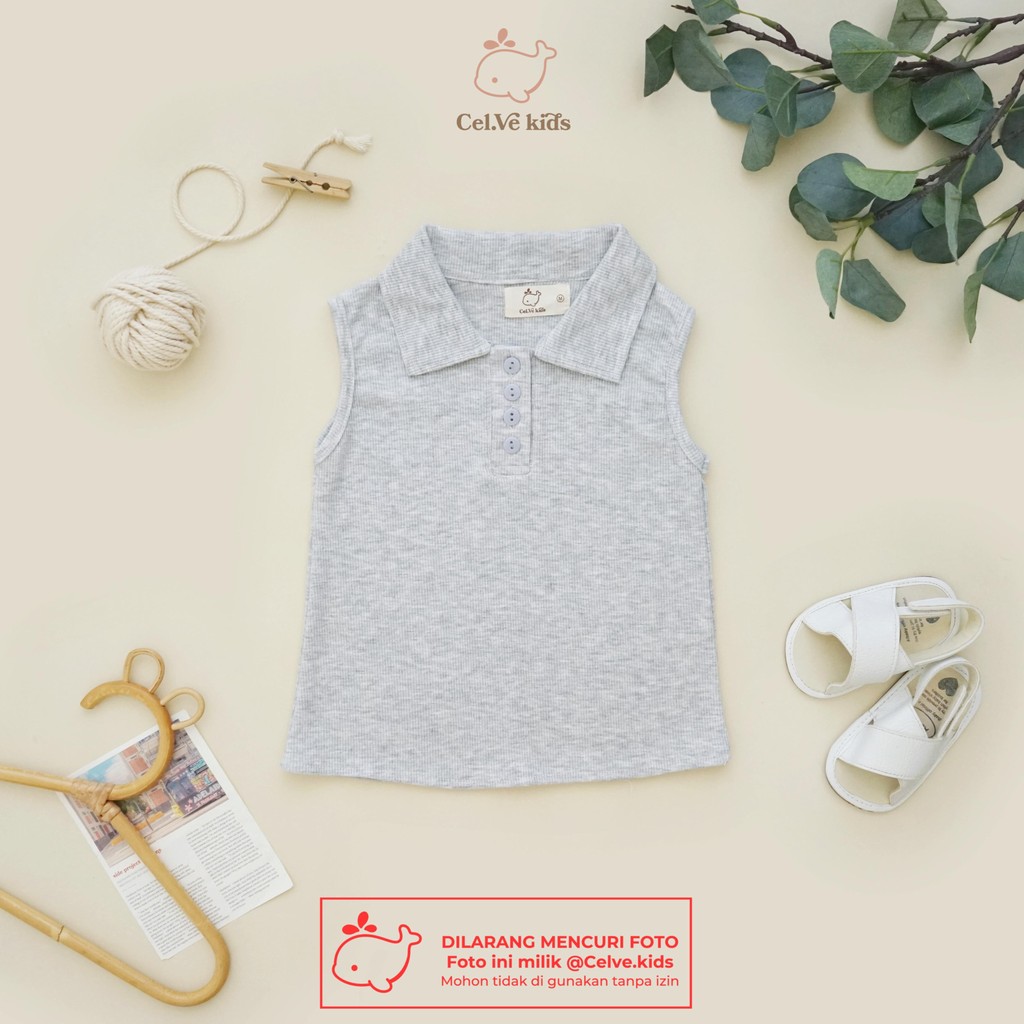 CELVEkids - Top Heidi atasan blouse kancing Anak Perempuan Korean style Bahan knit usia 1-8th