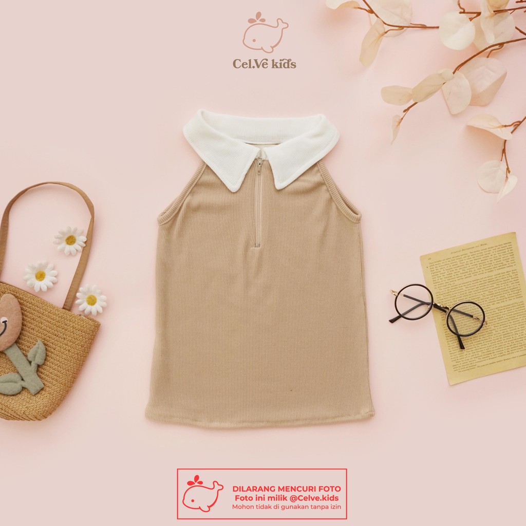 Celvekids - Top ZEEVA Atasan Anak Perempuan Korean Style Bahan Knit Zipper Usia 1-8th