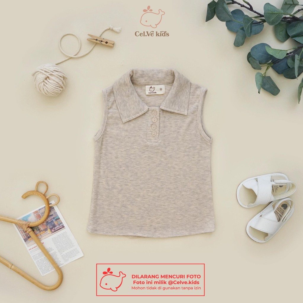 CELVEkids - Top Heidi atasan blouse kancing Anak Perempuan Korean style Bahan knit usia 1-8th