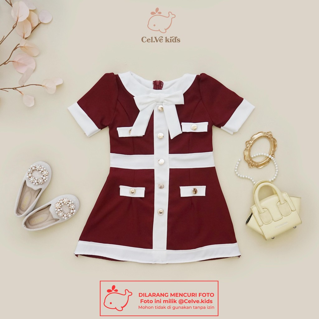CELVEkids - Stelan Yurika Baju Dress Anak Perempuan Korean style semiwool usia 1-8th