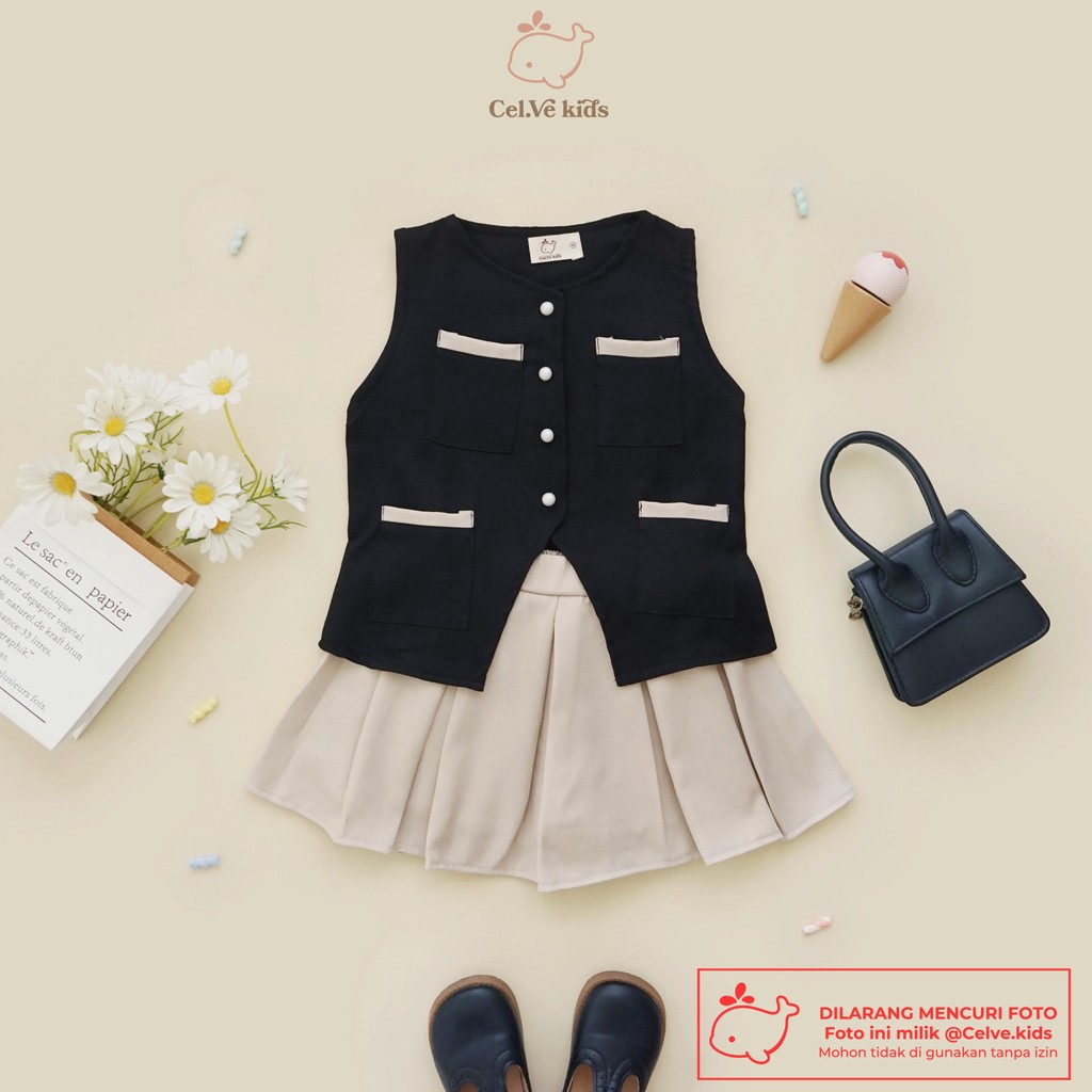 CELVEkids - Stelan Revina Set Baju rok celana Anak Perempuan Korean style semiwool usia 1-8th