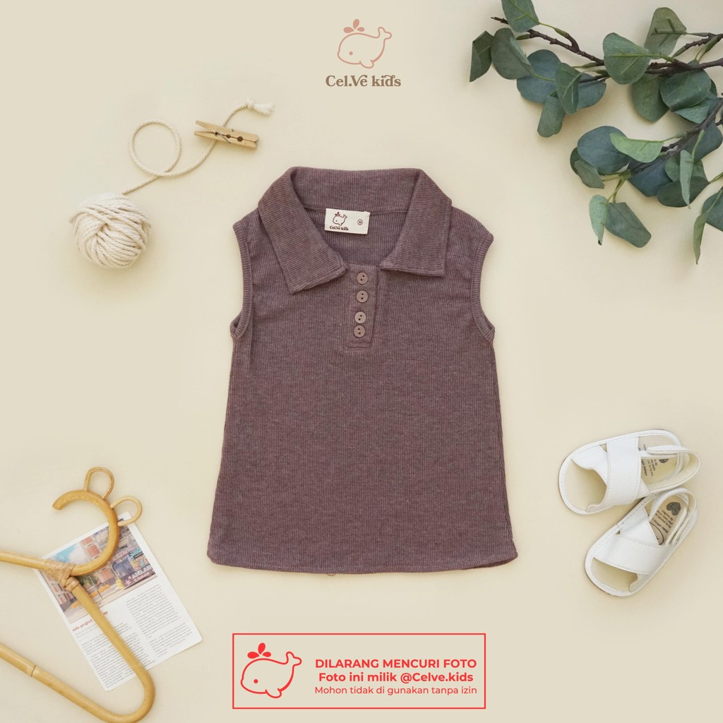 CELVEkids - Top Heidi atasan blouse kancing Anak Perempuan Korean style Bahan knit usia 1-8th