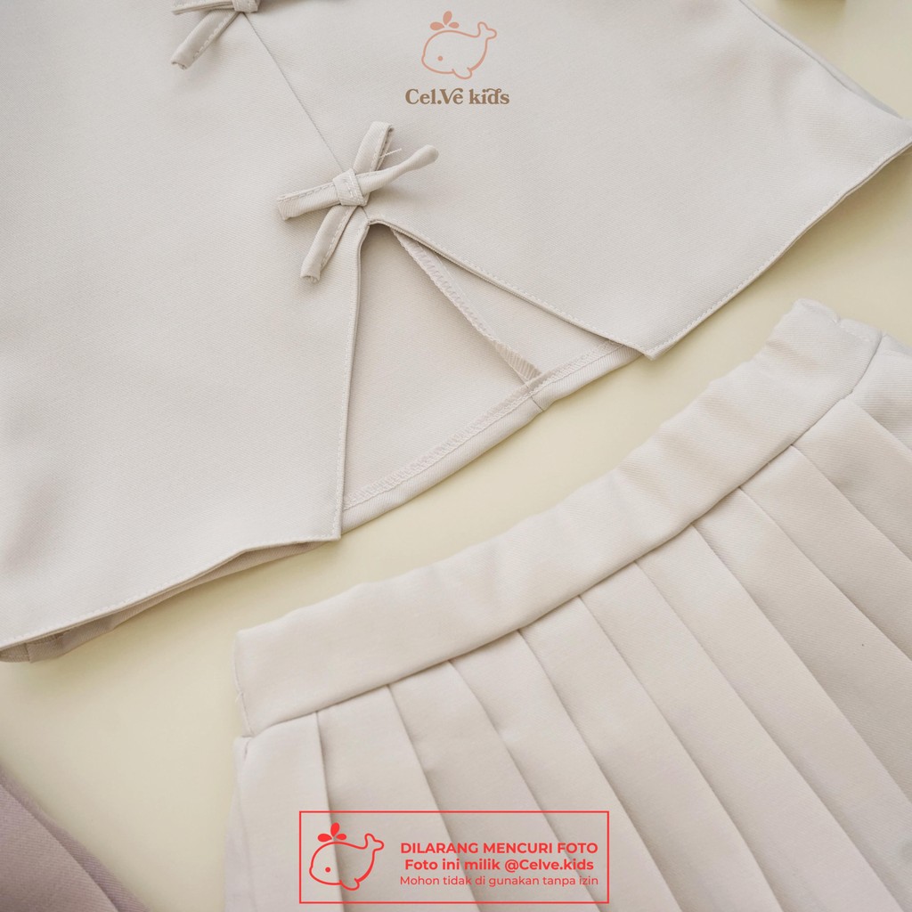 Celvekids - Stelan Hikaru Set Baju Rok Celana Anak Perempuan Korean Style Semiwool Usia 1-8th
