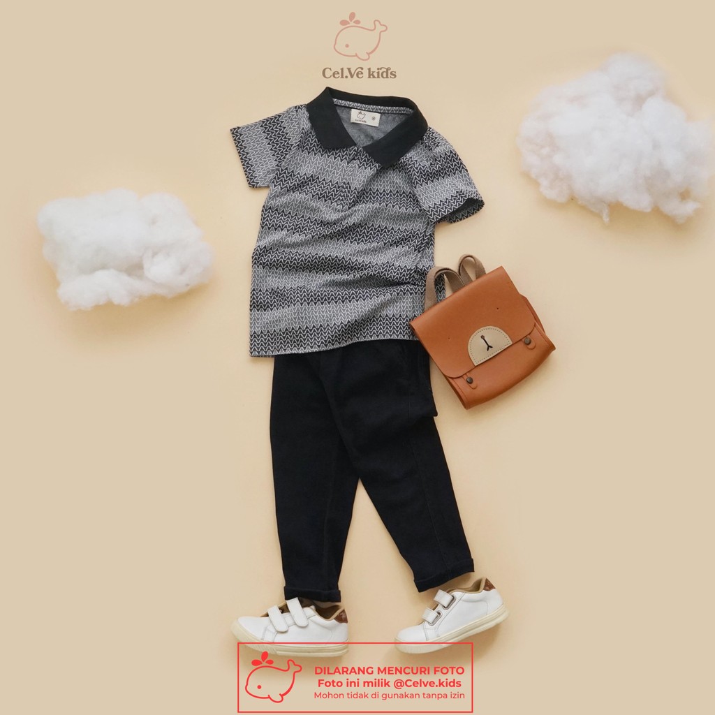 CELVEkids - Top Albert Atasan Kemeja Anak laki laki Korean style Bahan knit usia 1-8th