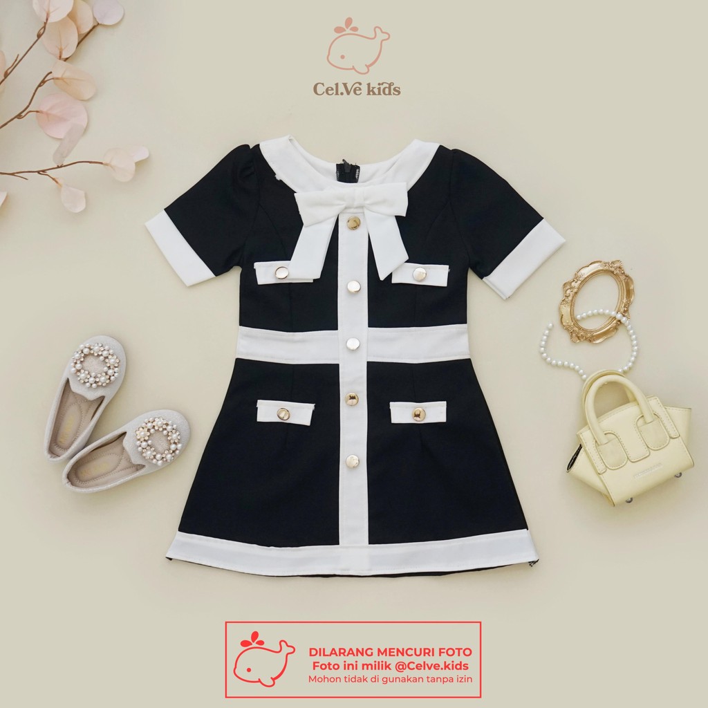 CELVEkids - Stelan Yurika Baju Dress Anak Perempuan Korean style semiwool usia 1-8th