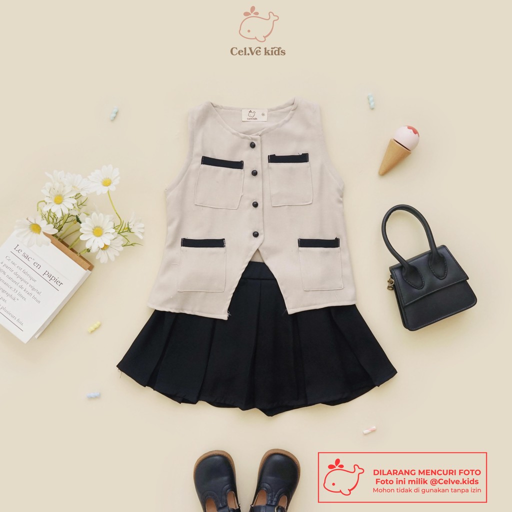 CELVEkids - Stelan Revina Set Baju rok celana Anak Perempuan Korean style semiwool usia 1-8th