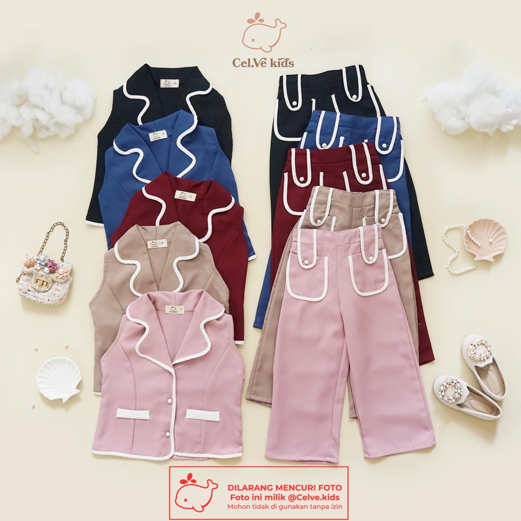 CELVEkids - Stelan Grace Set Baju rok celana Anak Perempuan Korean style semiwool usia 1-8th