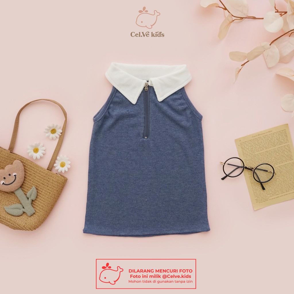 Celvekids - Top ZEEVA Atasan Anak Perempuan Korean Style Bahan Knit Zipper Usia 1-8th