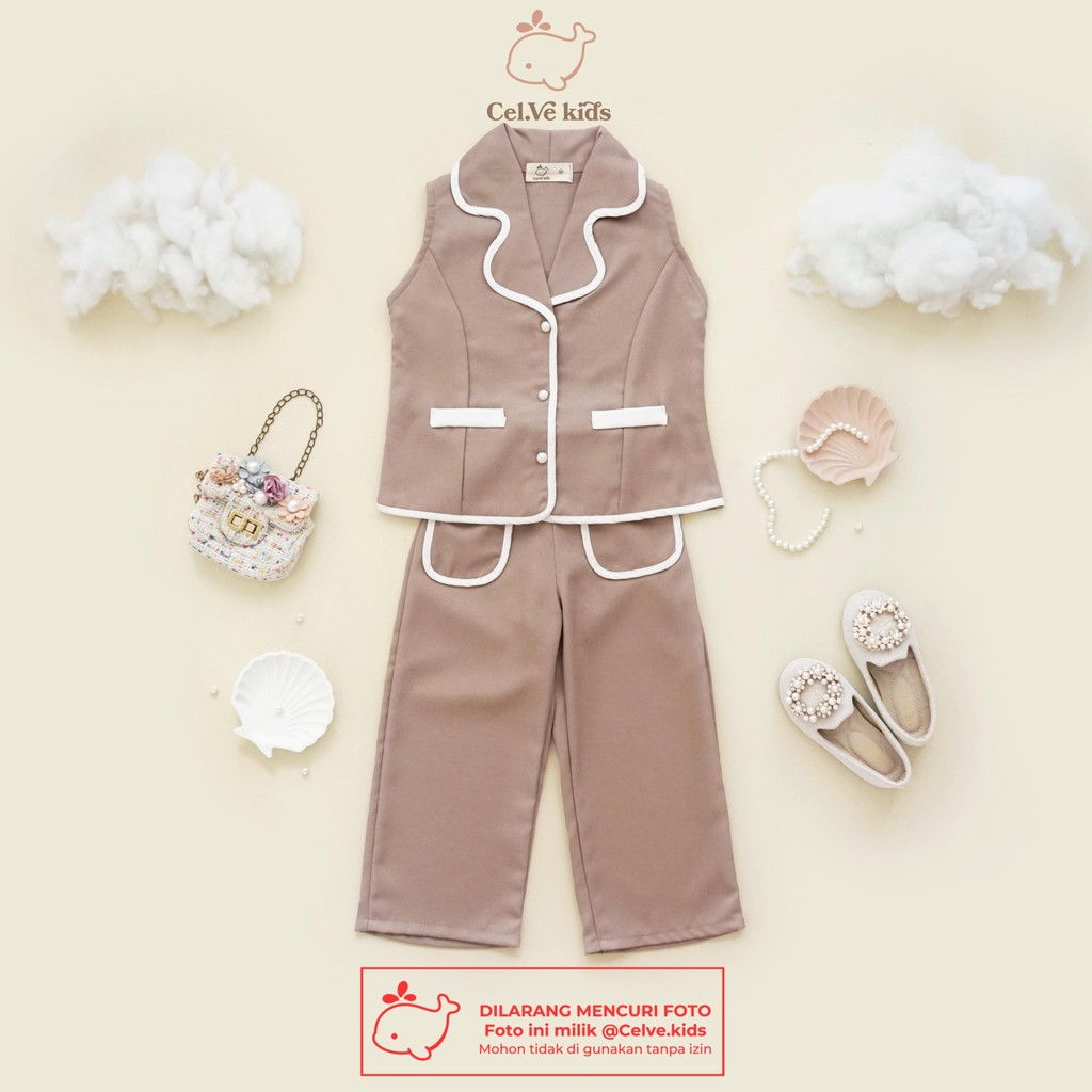 CELVEkids - Stelan Grace Set Baju rok celana Anak Perempuan Korean style semiwool usia 1-8th