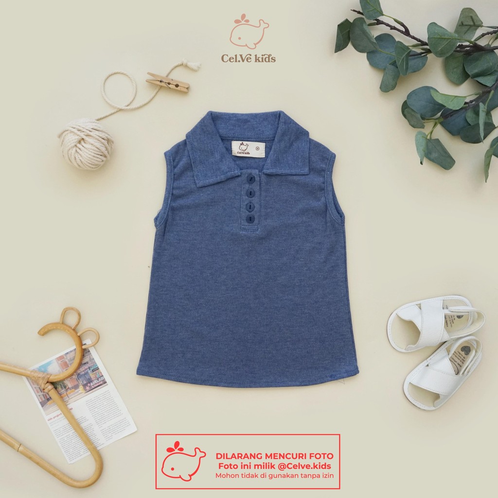 CELVEkids - Top Heidi atasan blouse kancing Anak Perempuan Korean style Bahan knit usia 1-8th