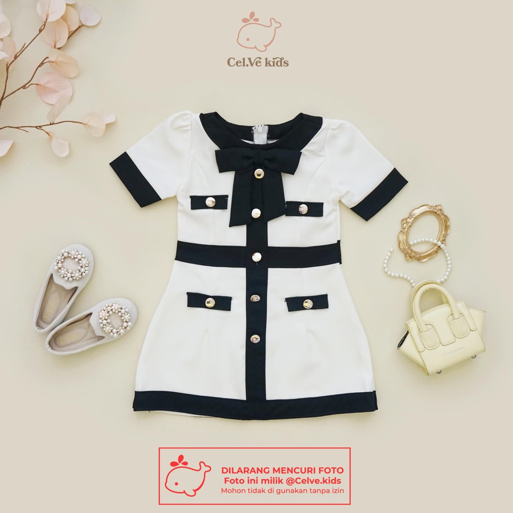 CELVEkids - Stelan Yurika Baju Dress Anak Perempuan Korean style semiwool usia 1-8th