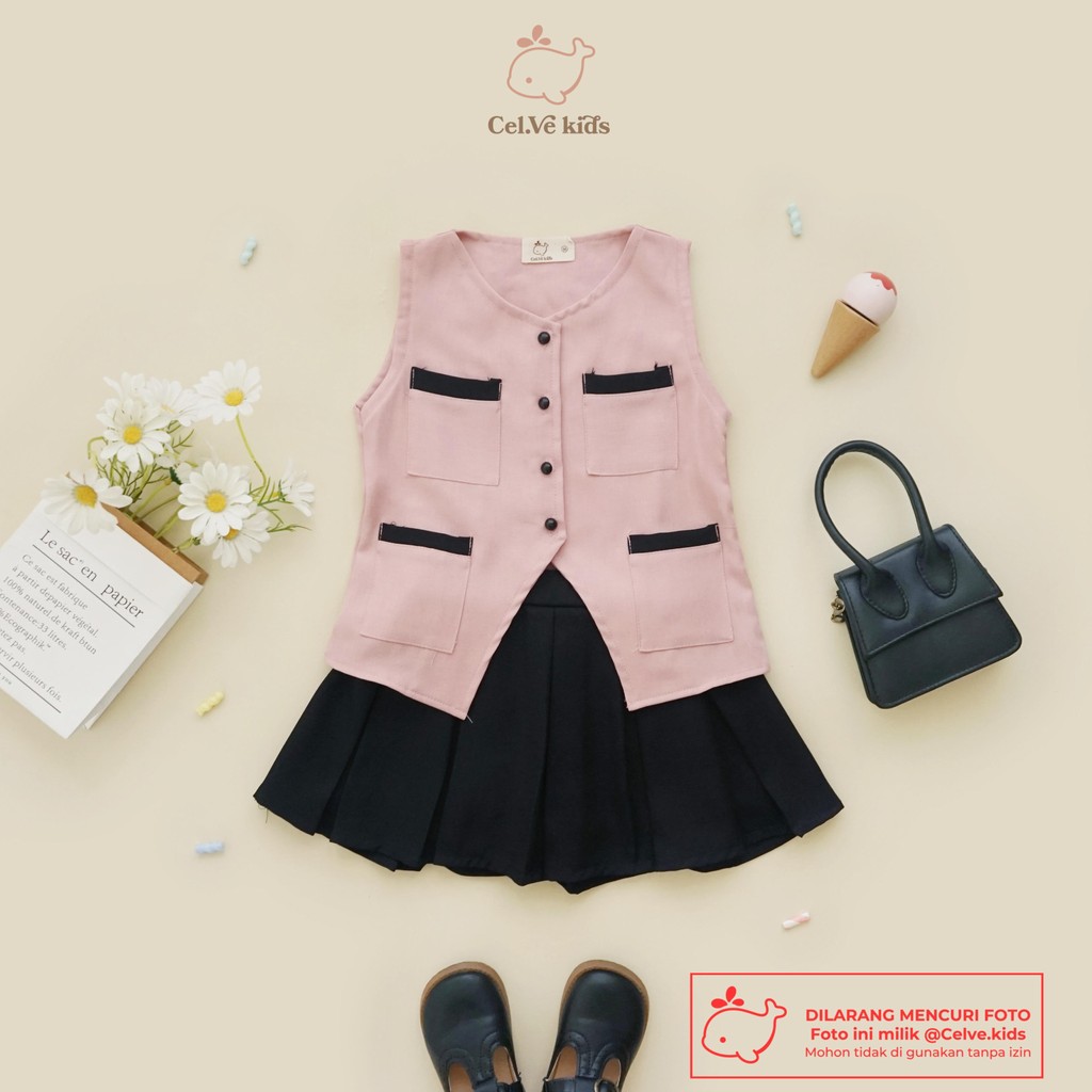 CELVEkids - Stelan Revina Set Baju rok celana Anak Perempuan Korean style semiwool usia 1-8th