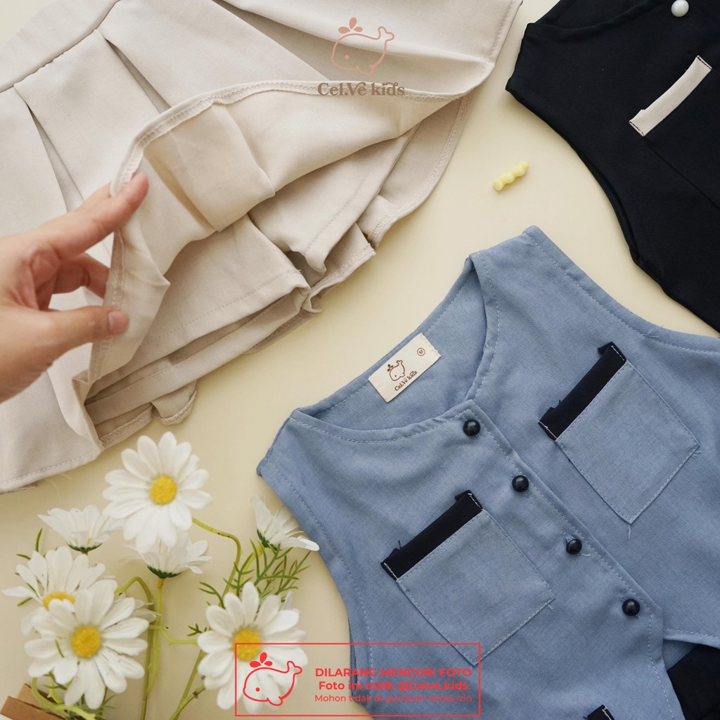 CELVEkids - Stelan Revina Set Baju rok celana Anak Perempuan Korean style semiwool usia 1-8th