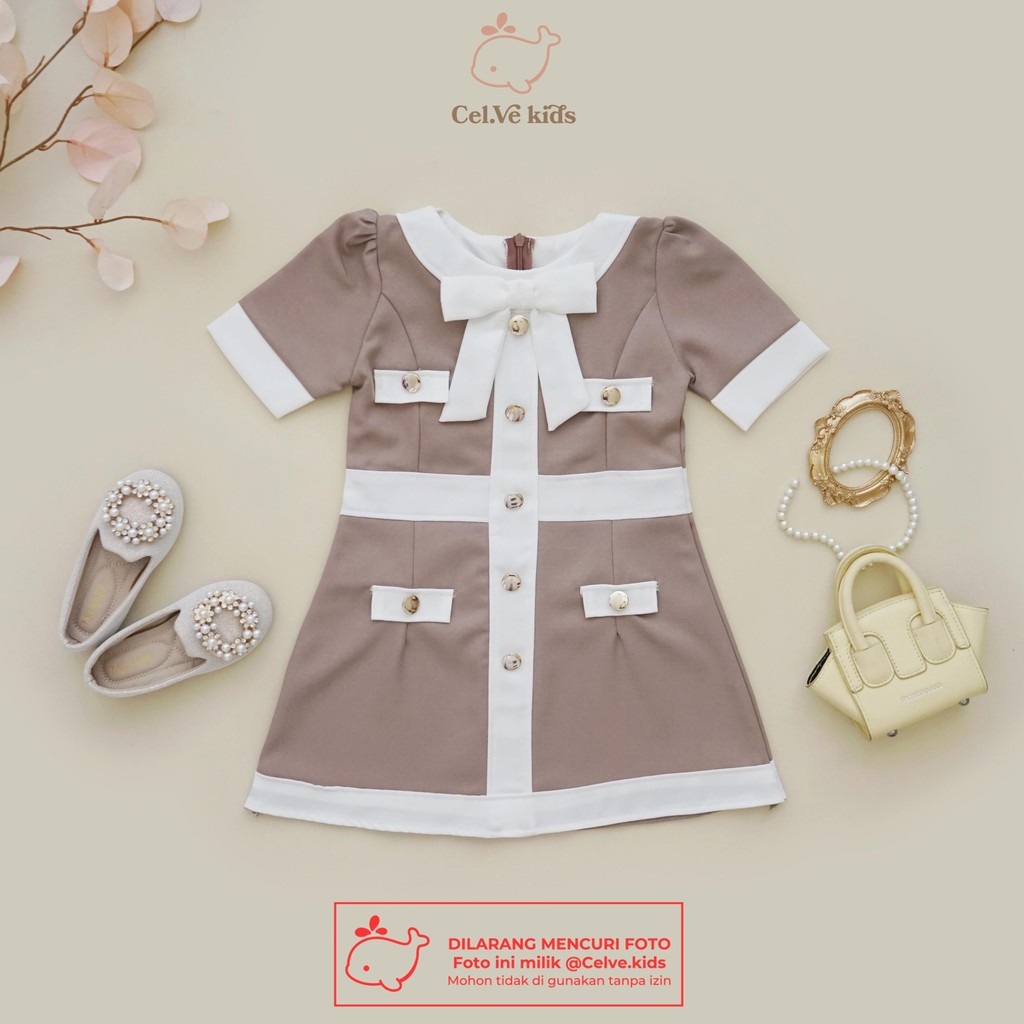 CELVEkids - Stelan Yurika Baju Dress Anak Perempuan Korean style semiwool usia 1-8th