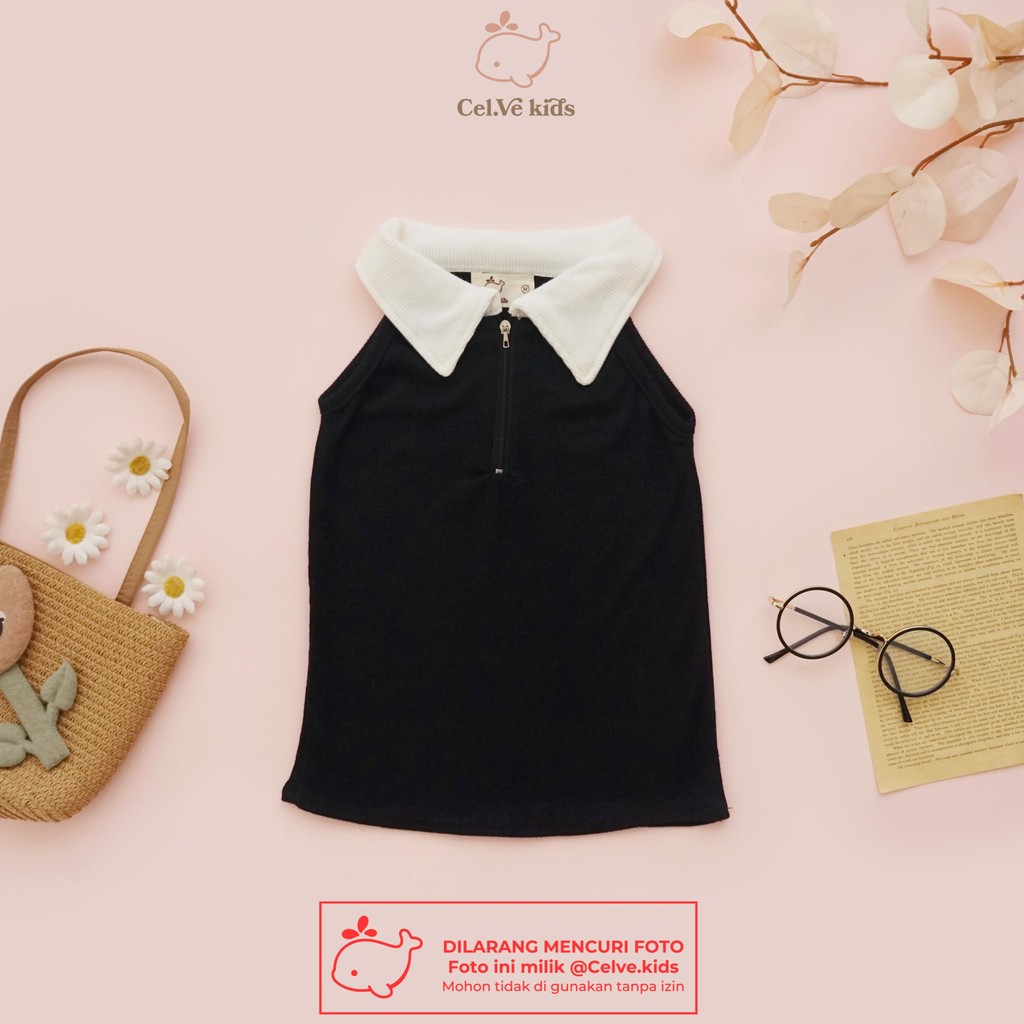 Celvekids - Top ZEEVA Atasan Anak Perempuan Korean Style Bahan Knit Zipper Usia 1-8th