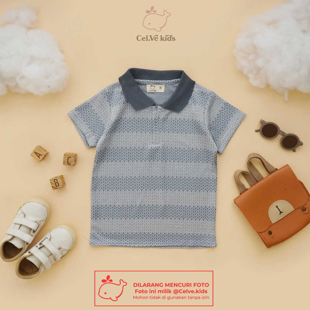 CELVEkids - Top Albert Atasan Kemeja Anak laki laki Korean style Bahan knit usia 1-8th