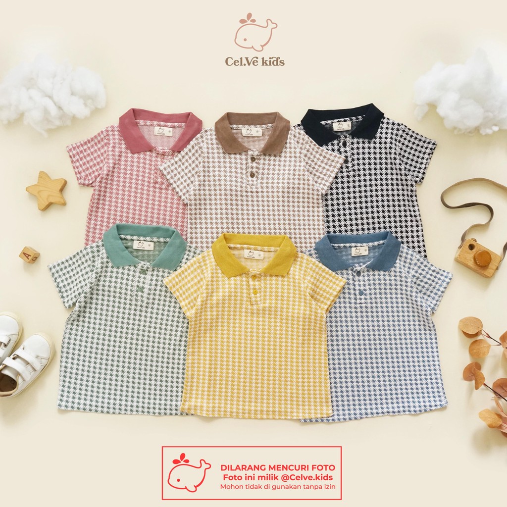 CELVEkids - Top Oliver Atasan Anak laki laki Korean style Bahan knit Houndstooth usia 1-8th