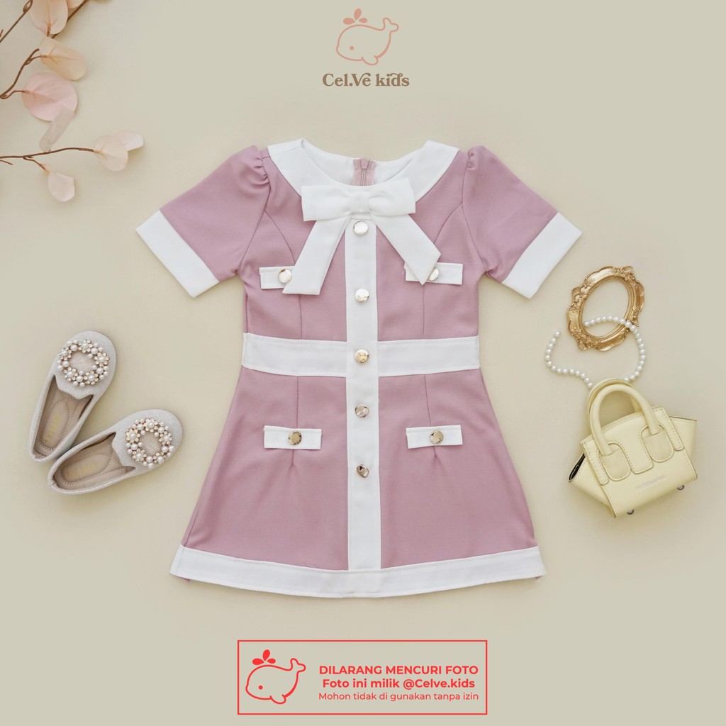 CELVEkids - Stelan Yurika Baju Dress Anak Perempuan Korean style semiwool usia 1-8th