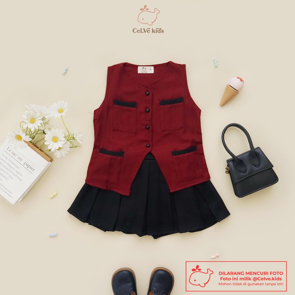 CELVEkids - Stelan Revina Set Baju rok celana Anak Perempuan Korean style semiwool usia 1-8th