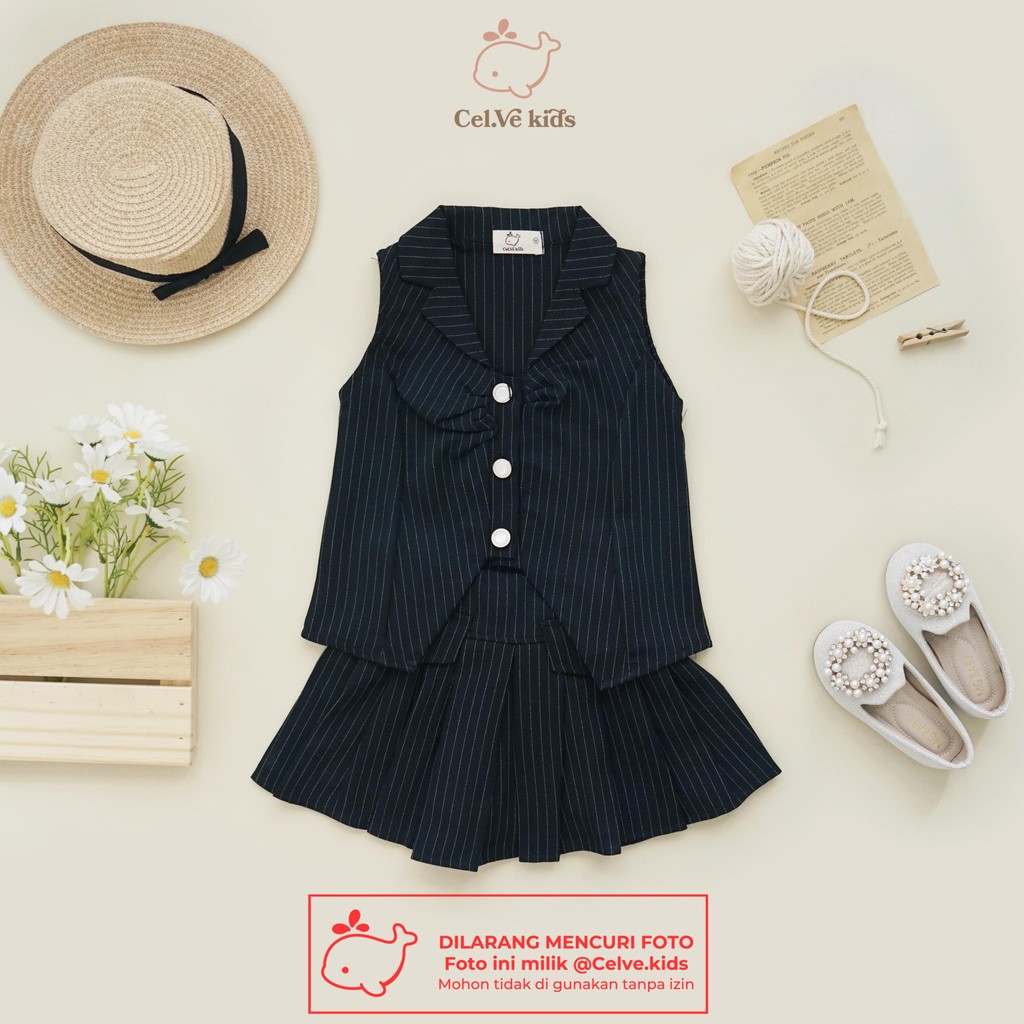 Celvekids - Stelan Keiko Set Baju Rok Celana Anak Perempuan Korean Style Semiwool Usia 1Th-8Th