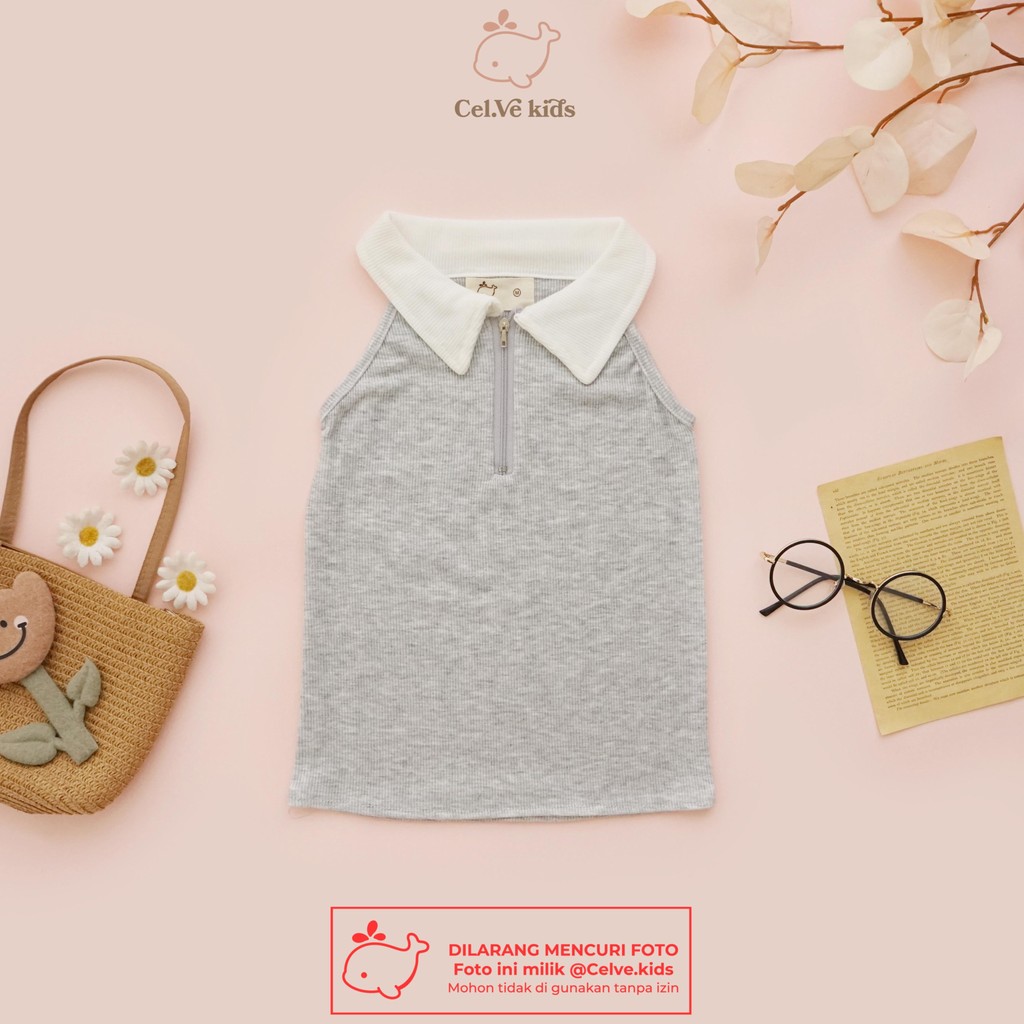 Celvekids - Top ZEEVA Atasan Anak Perempuan Korean Style Bahan Knit Zipper Usia 1-8th