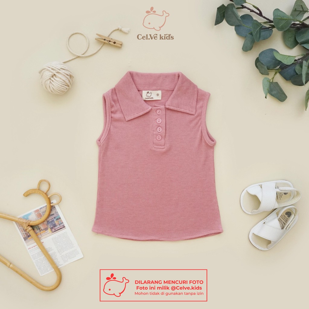 CELVEkids - Top Heidi atasan blouse kancing Anak Perempuan Korean style Bahan knit usia 1-8th