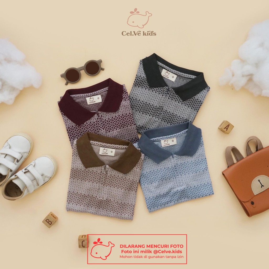 CELVEkids - Top Albert Atasan Kemeja Anak laki laki Korean style Bahan knit usia 1-8th