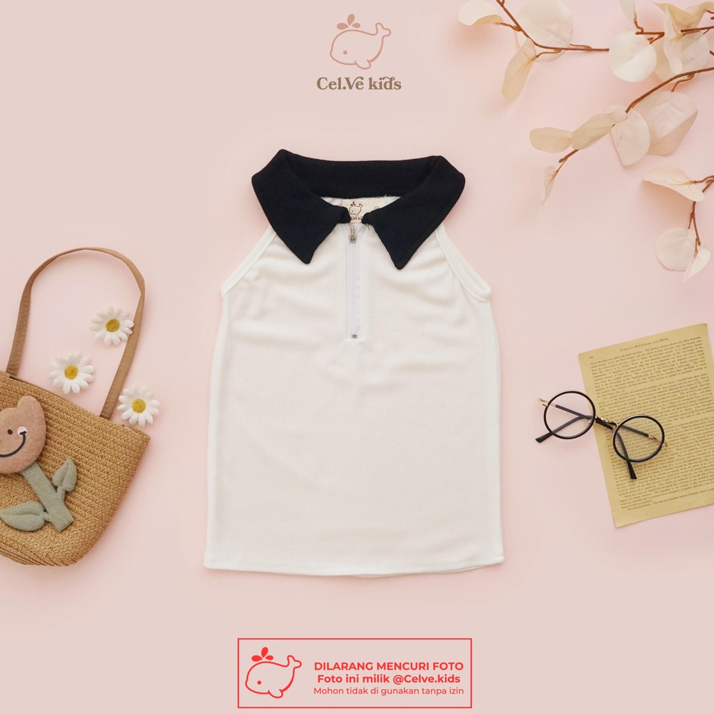 Celvekids - Top ZEEVA Atasan Anak Perempuan Korean Style Bahan Knit Zipper Usia 1-8th