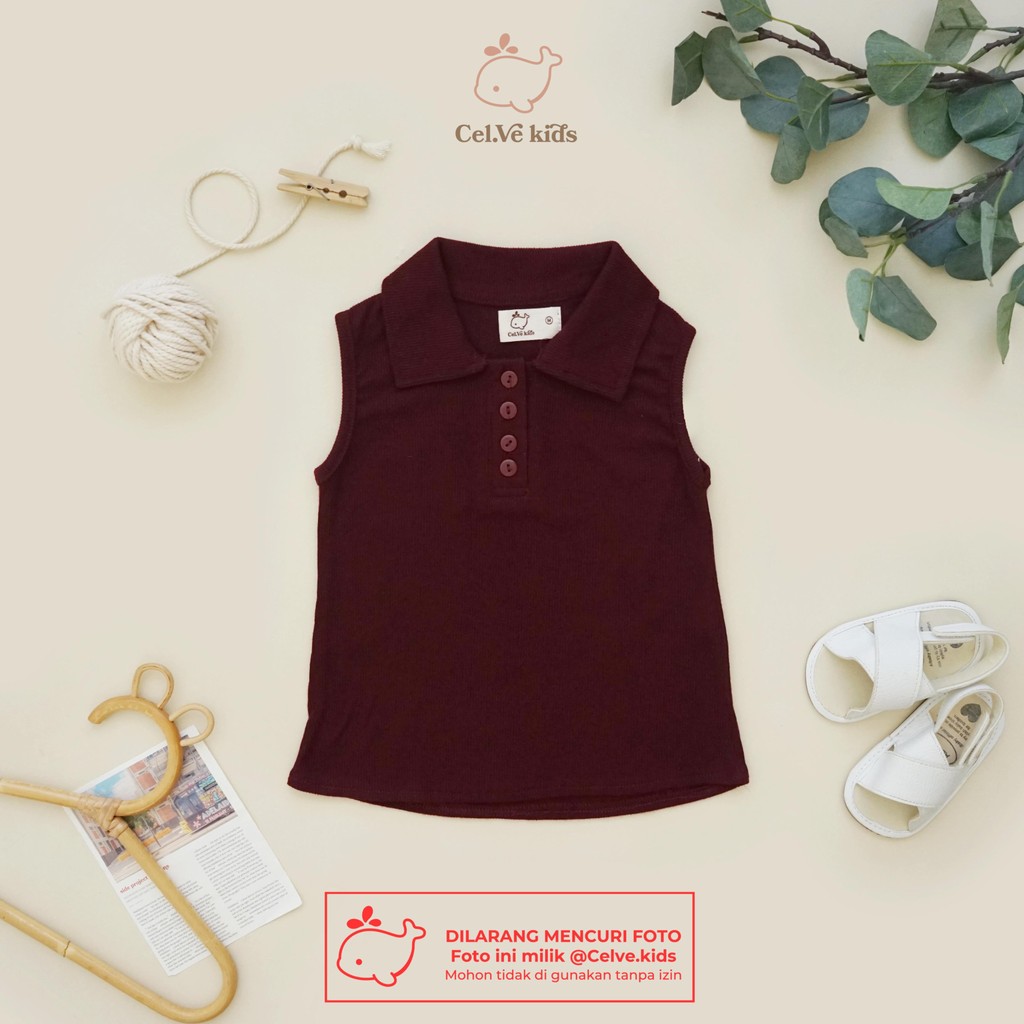 CELVEkids - Top Heidi atasan blouse kancing Anak Perempuan Korean style Bahan knit usia 1-8th