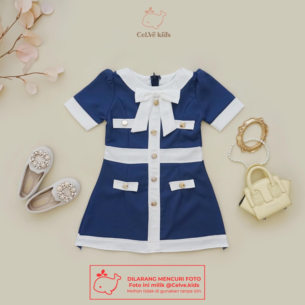 CELVEkids - Stelan Yurika Baju Dress Anak Perempuan Korean style semiwool usia 1-8th