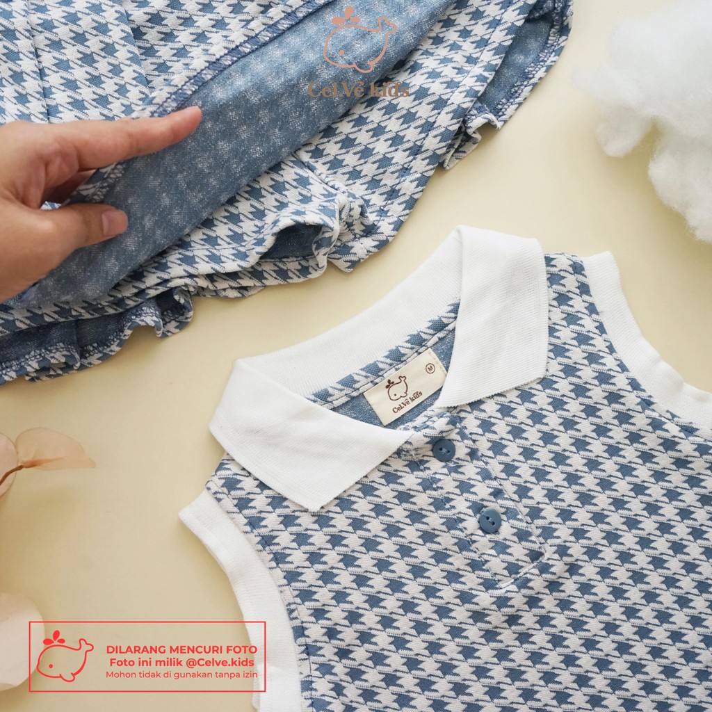 CELVEkids - Stelan Valerie Set Baju Rok Celana Anak Perempuan Korean style Bahan knit Houndstooth usia 1-8th