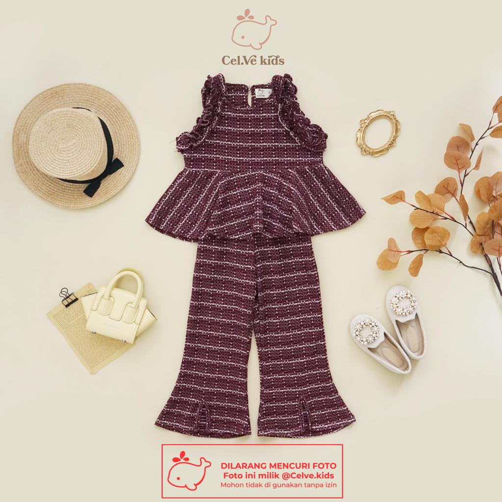 CELVEkids - Stelan Dyandra Set Baju celana Anak Perempuan Korean style Bahan knit usia 1-8th