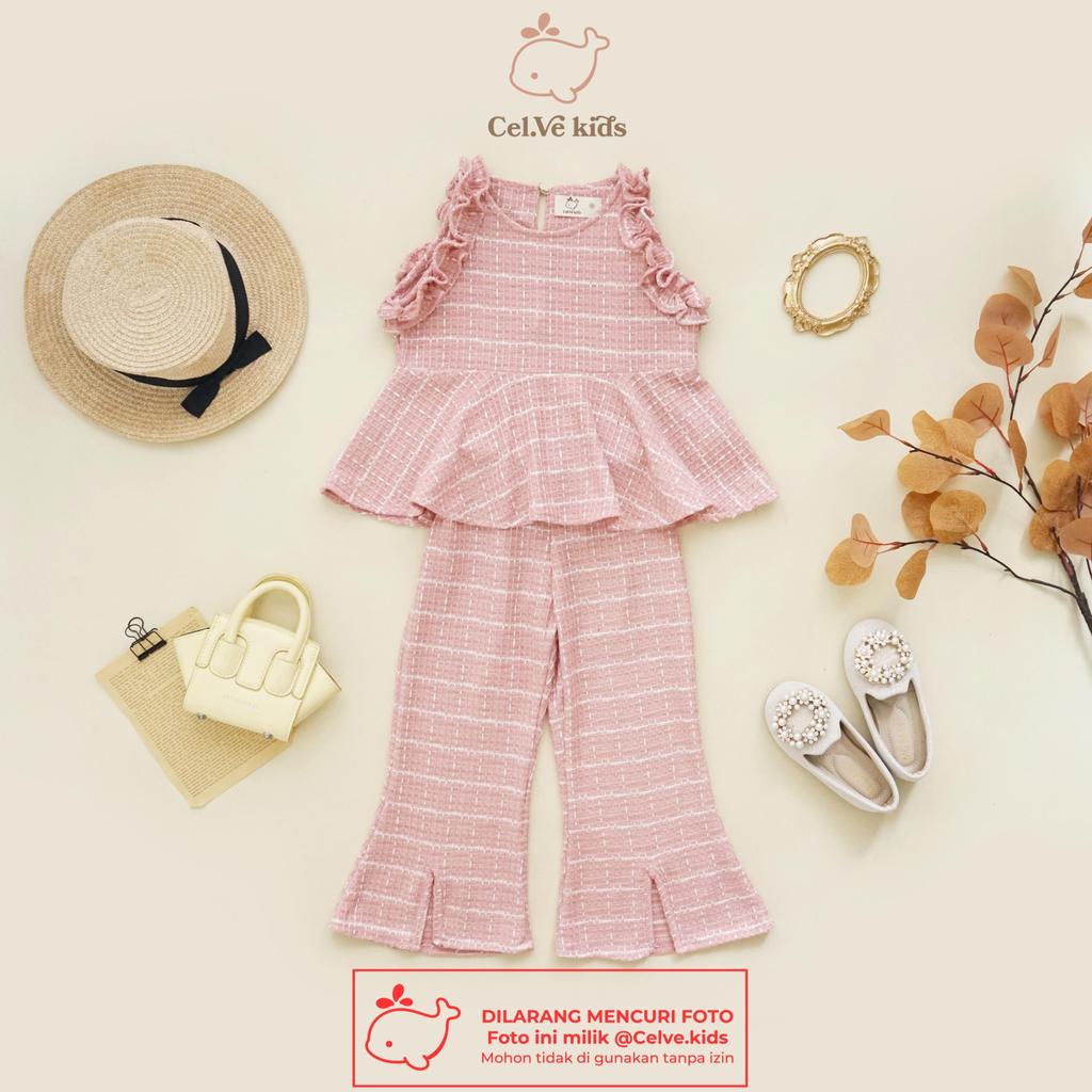 CELVEkids - Stelan Dyandra Set Baju celana Anak Perempuan Korean style Bahan knit usia 1-8th